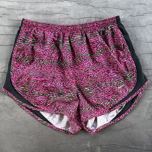 Nike Pink and Green Patterned Athletic Shorts
